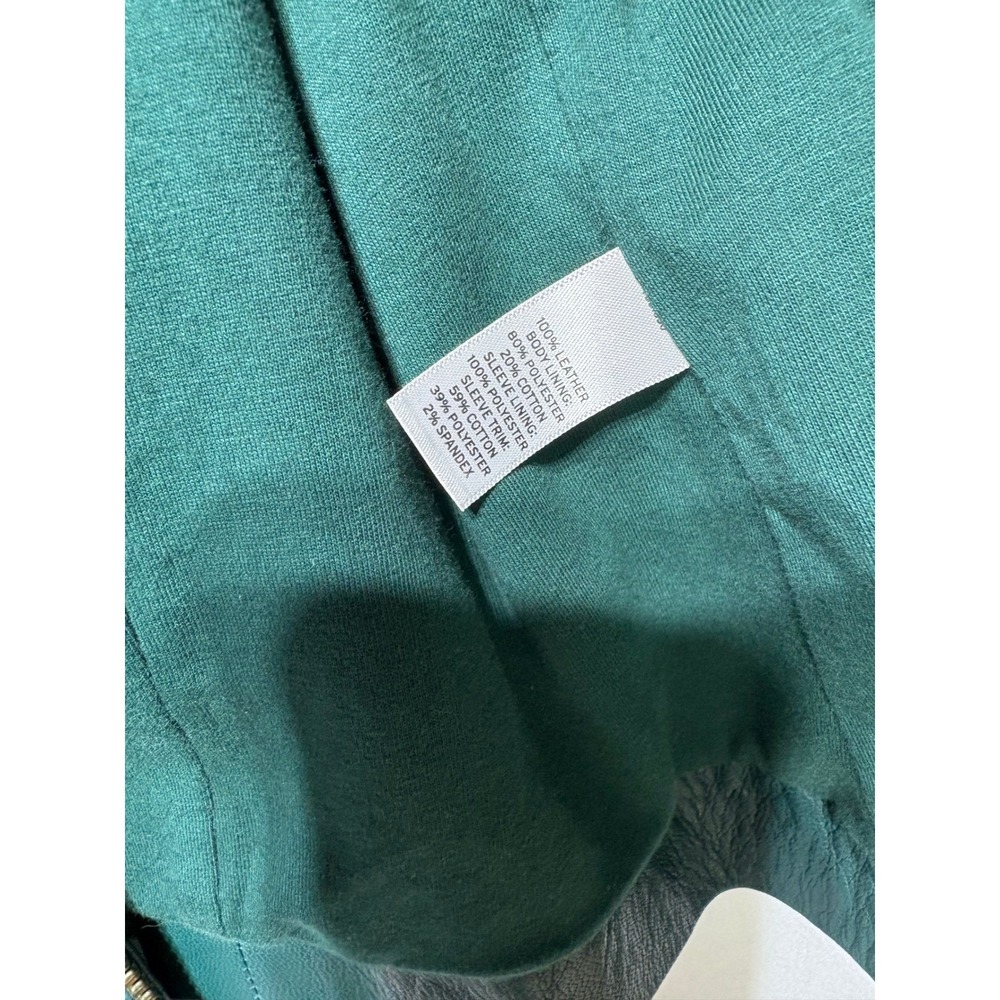 Trouve Emerald Green Leather Moto Jacket Quilted Shoulder Asymmetrical Zip S - Picture 9 of 12